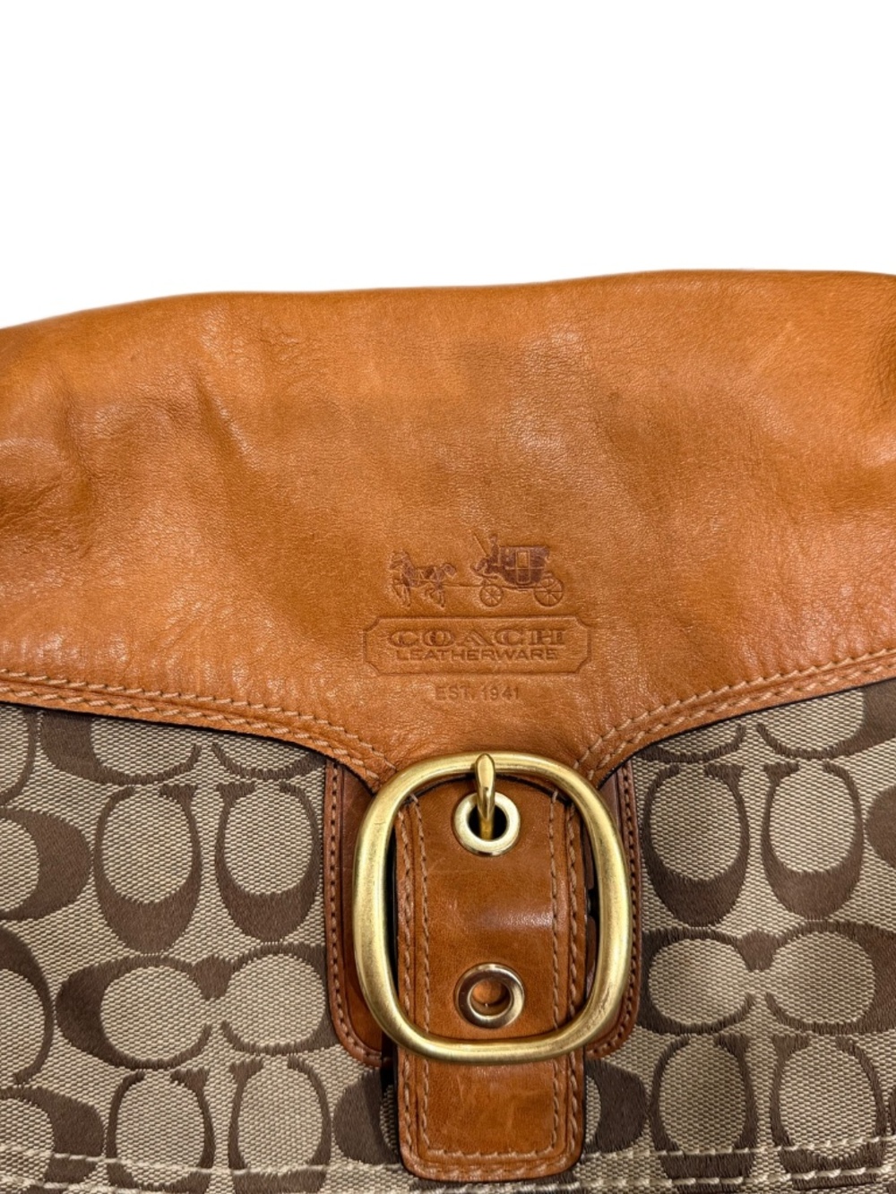 Vintage Coach Legacy Bleeker SOHO Monogram Shoulder Bag British Tan - Picture 2 of 5